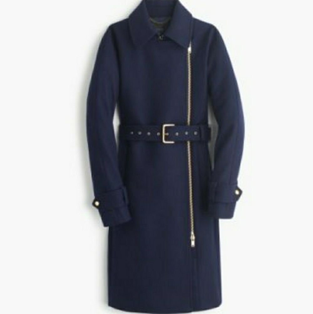 ❄J.Crew Melton Wool Belted Trech Coat, Sz 10